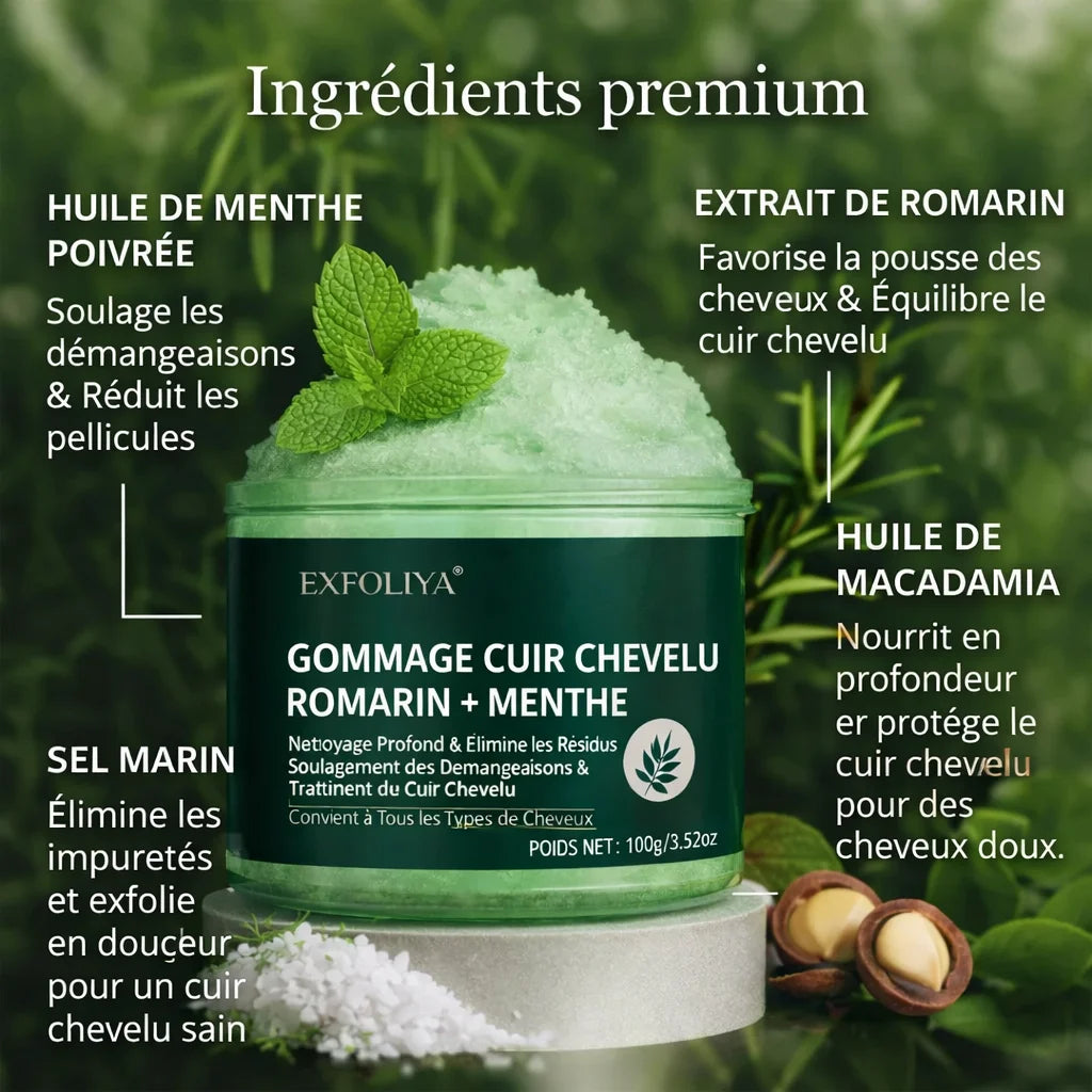 Nourrit, soulage, exfolie et favorise la repousse 