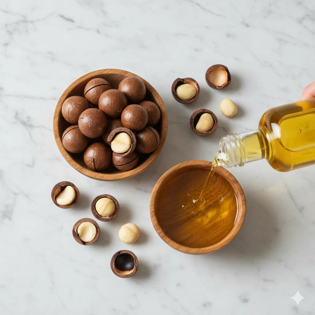 huile de macadamia et noix